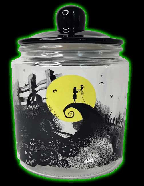 Nightmare Before Christmas Spiral Hill Graveyard Glass Snack Jar