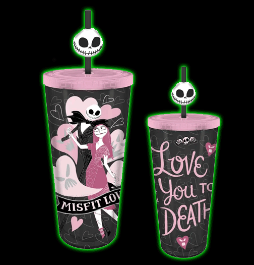 Nightmare Before Christmas Misfit Love 24oz. Plastic Cup with Topper Straw