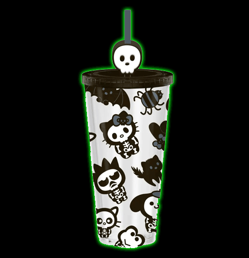 Hello Kitty and Friends Skeleton Group 24oz Plastic Cold Cup with Lid and Topper Straw