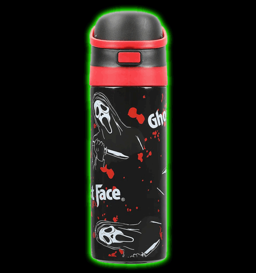 GHOSTFACE ALL-OVER PRINT BLACK 24 OZ STAINLESS STEEL WATER BOTTLE