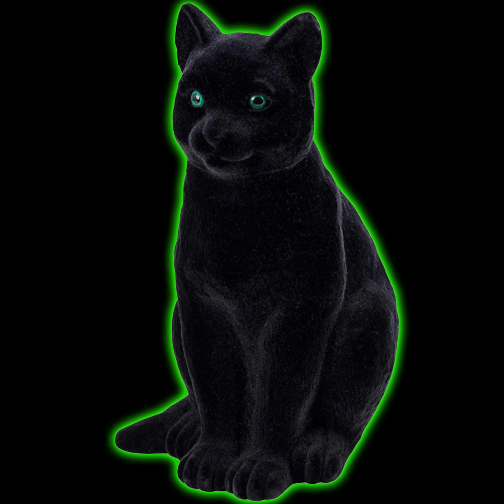 Fuzzy Black Cat Figurine