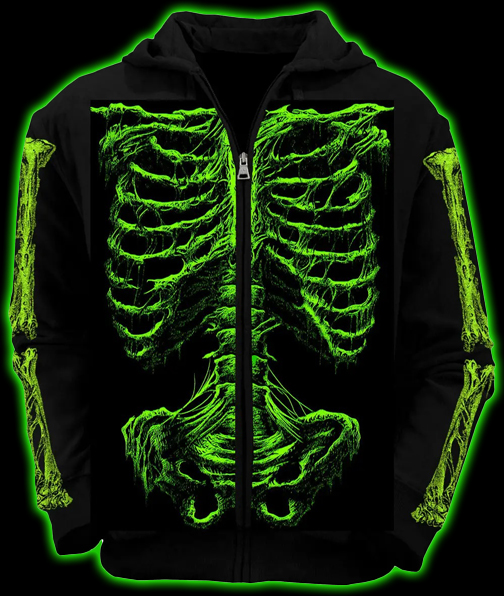 Zombie Rot Skeleton Hoodie- Monster Green