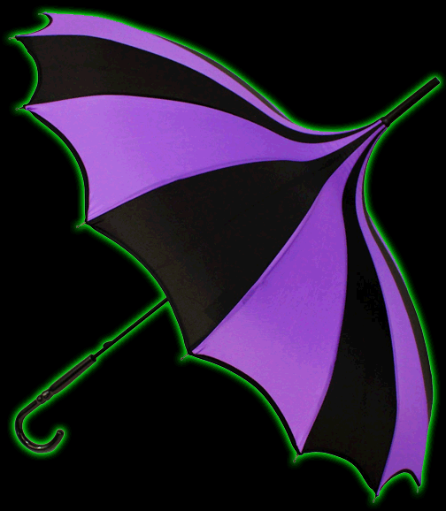 Black and Purple Striped Batwing Pagoda Umbrella