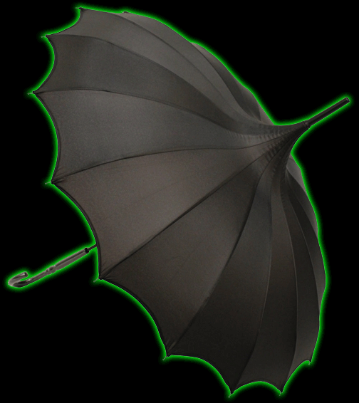 Midnight Black Striped Batwing Pagoda Umbrella