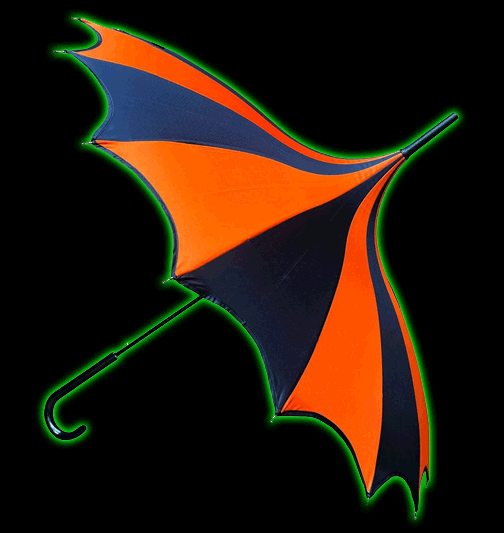 Black and Orange Striped Batwing Pagoda Umbrella