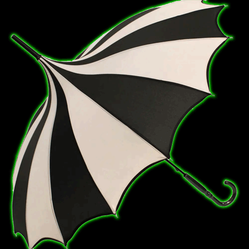 Black and White Striped Batwing Pagoda Umbrella