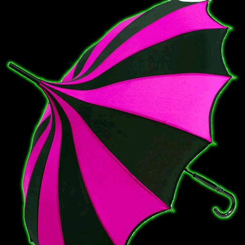 Black and Hot Pink Striped Batwing Pagoda Umbrella
