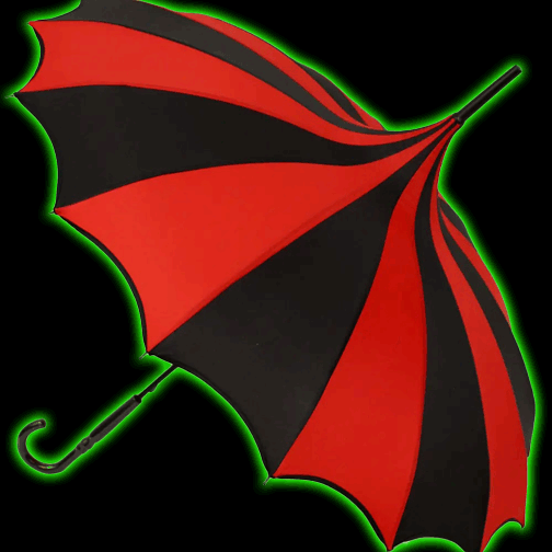 Red and Black Striped Batwing Pagoda Gothic Umbrella