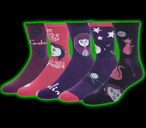 CORALINE MIXED ICONS WOMENS CASUAL CREW SOCKS 5 PACK