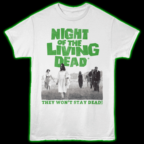Night of the Living Dead- They Wont Stay Dead White Adult T Shirt