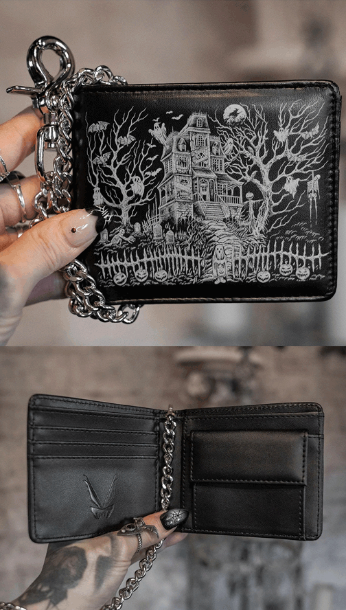 Haunted Mansion Bifold Wallet with Chain