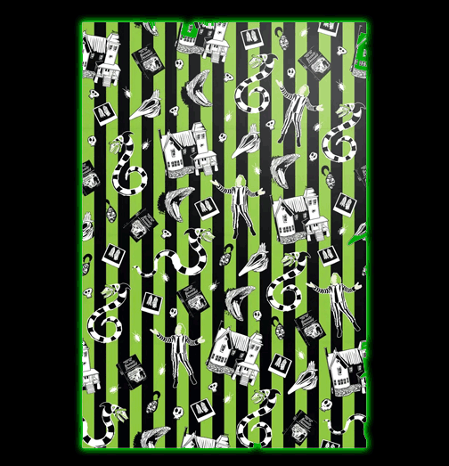 Beetlejuice Green Stripes Folded Wrapping Paper